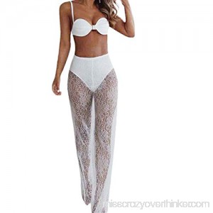 Orangeskycn Womens Beach Pattern Bikini Cover Up Swimwear Transparent Long Trousers White B07L9PJ4PP